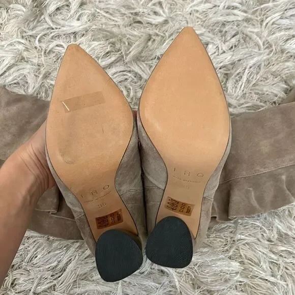 NIB IRO Cidravol Ruffle-Trim Suede Slouchy Knee-High Boots in Taupe $760 size 36 - Picture 13 of 14